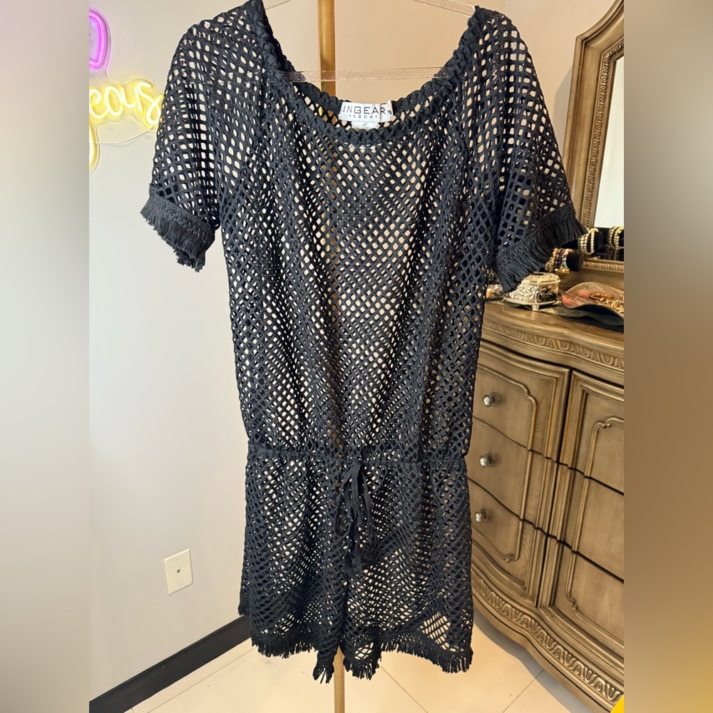 Black Mesh Swim Coverup